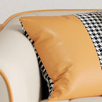 Sofa in Pu Leather with Gray/Olive Green/Amber Color and 3 Pillows