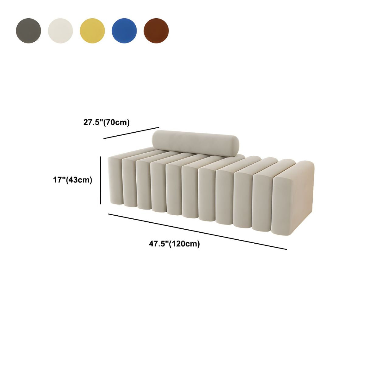16.92" High Velvet Standard Sofa Contemporary Armless Sofa for Living Room