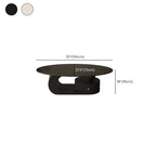 Eclectic Ink/Ivory Stone Oval Single/Nested Accent Table with Abstract Base and 1 Drawer