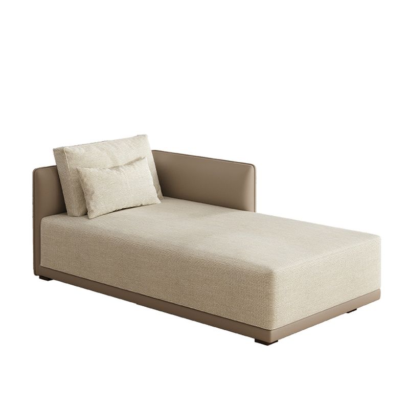 Contemporary Solid Color Padded Chaise Lounge Indoor with Square Arm and 2 Pillows, Unfixed Installation