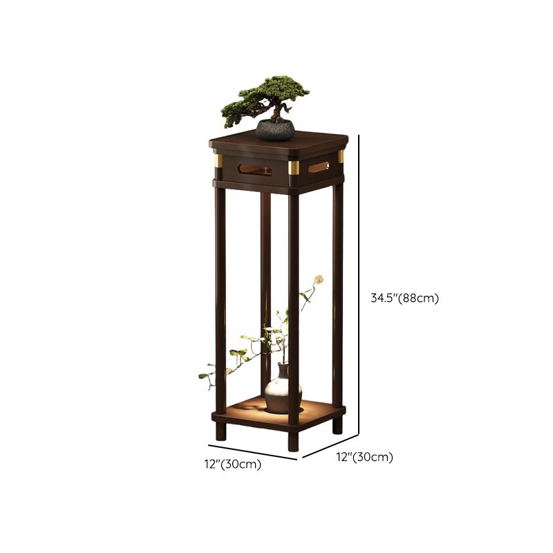 Auburn 2 Tiers Rectangle/Square Plant Stand Side Table with Natural Wood Top, 1 Piece Set, 2 Shelves, and Legs