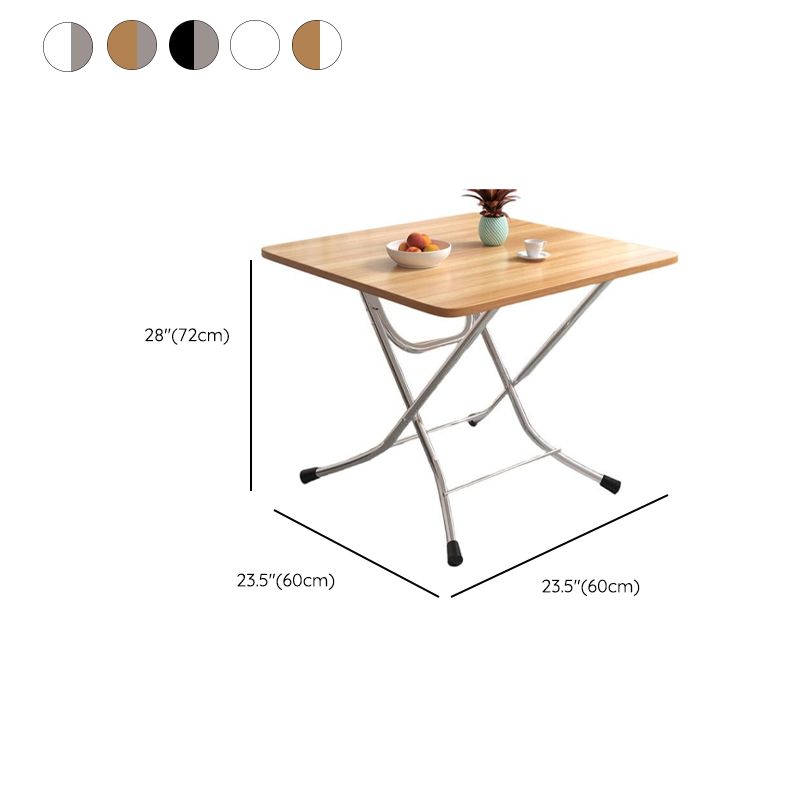 Silver Veneer Dining Table with Crossed Legs, Foldable Square Top for 2-seater, Scratch Resistant