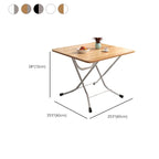 Silver Veneer Dining Table with Crossed Legs, Foldable Square Top for 2-seater, Scratch Resistant
