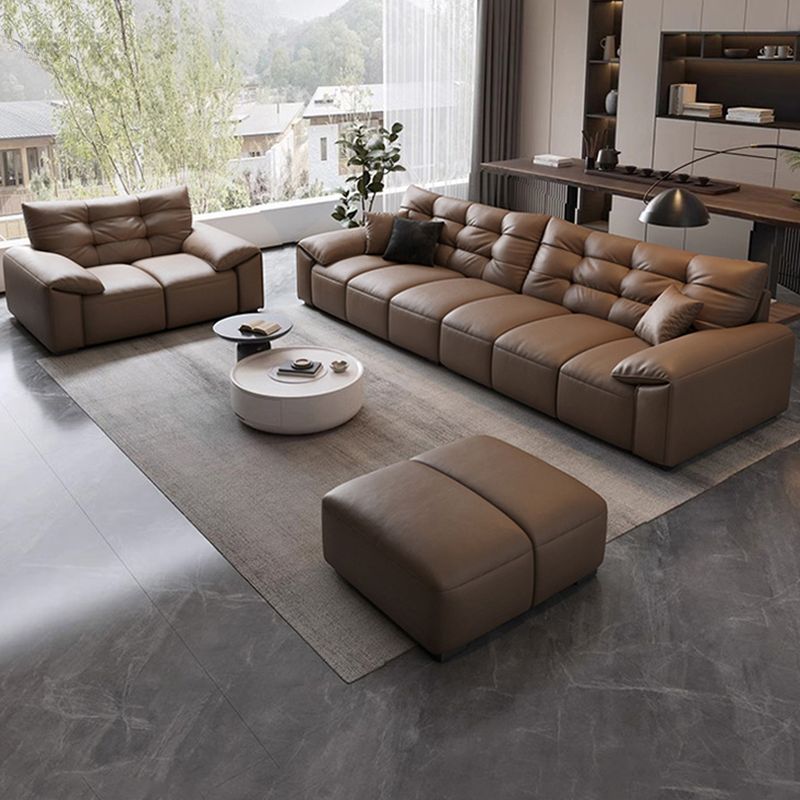 Contemporary Modern Solid Color Water Resistant Standard Sofa in Sepia for 4-seater