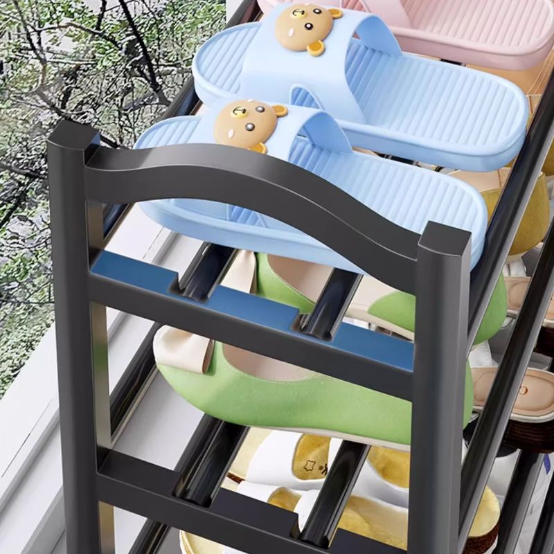 Art Deco Polymerized Material Rectangle Shoe Rack with 5/4/3 Shelves, Floor Mounted for 1-20 Pairs in Bedroom