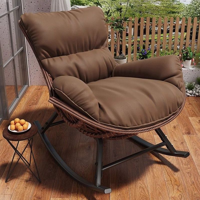 All-weather Cane Front Porch Rocking Chairs with Flared Arm and Stationary Rear Back