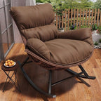 All-weather Cane Front Porch Rocking Chairs with Flared Arm and Stationary Rear Back