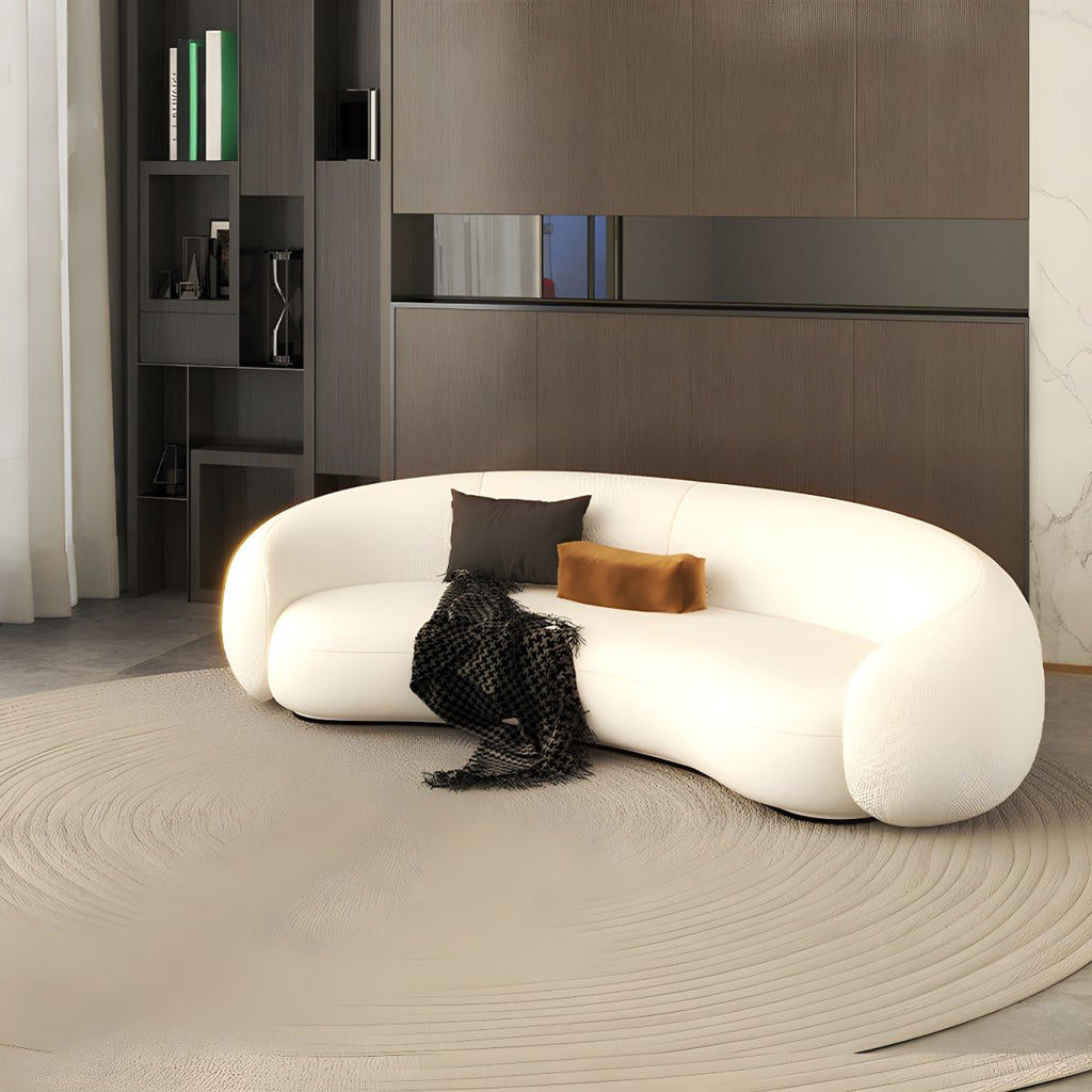 Contemporary Tight Back Settee Bench Curved Settee Couch in Grey/white