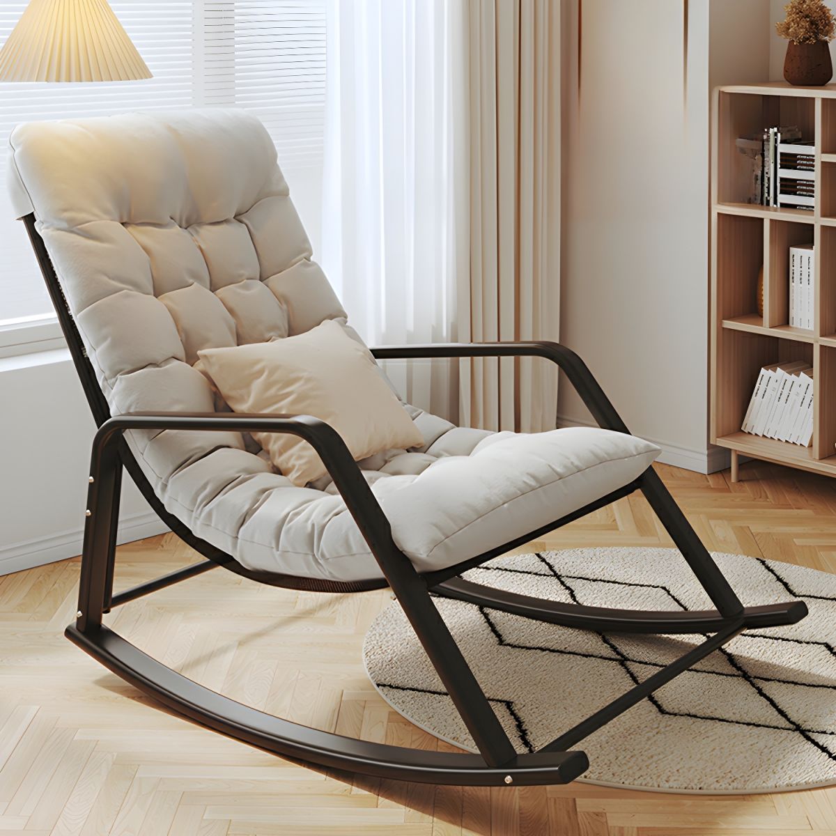 Stylish Upholstered Rocking Chair with Removable Cushions fits Women's Range-even Less