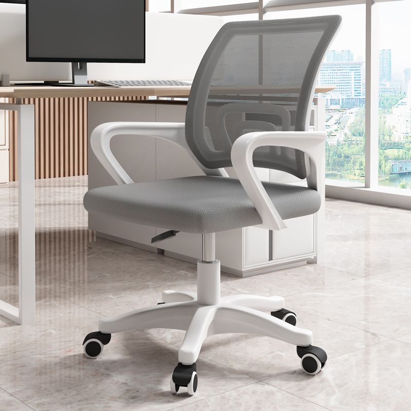 Simple Style Office Chairs with Midnight Black/Dove Grey Upholstery, Armrest, Portable Wheels, Ergonomic Design, and Lumbar Support