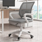 Simple Style Office Chairs with Midnight Black/Dove Grey Upholstery, Armrest, Portable Wheels, Ergonomic Design, and Lumbar Support