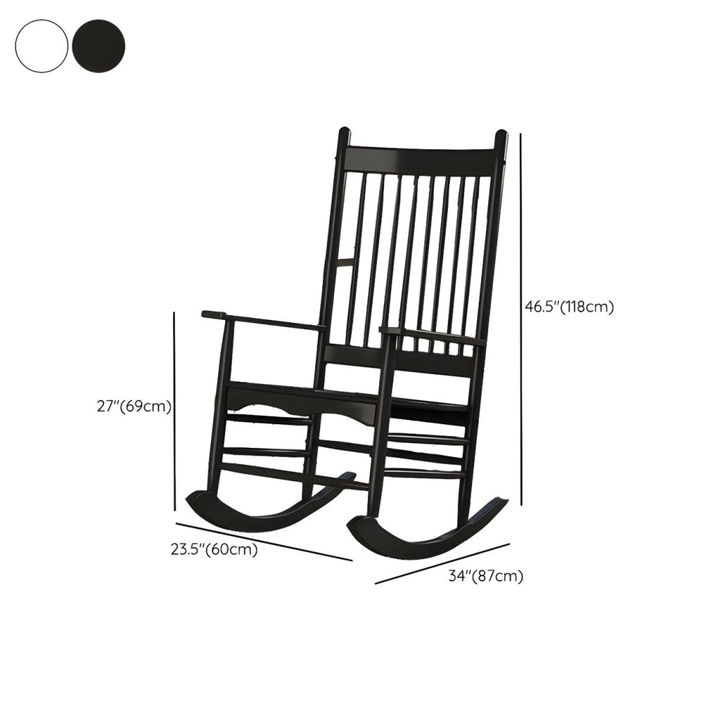 Traditional Indoor Wood Rocking Chair in Solid Color with Square Arms