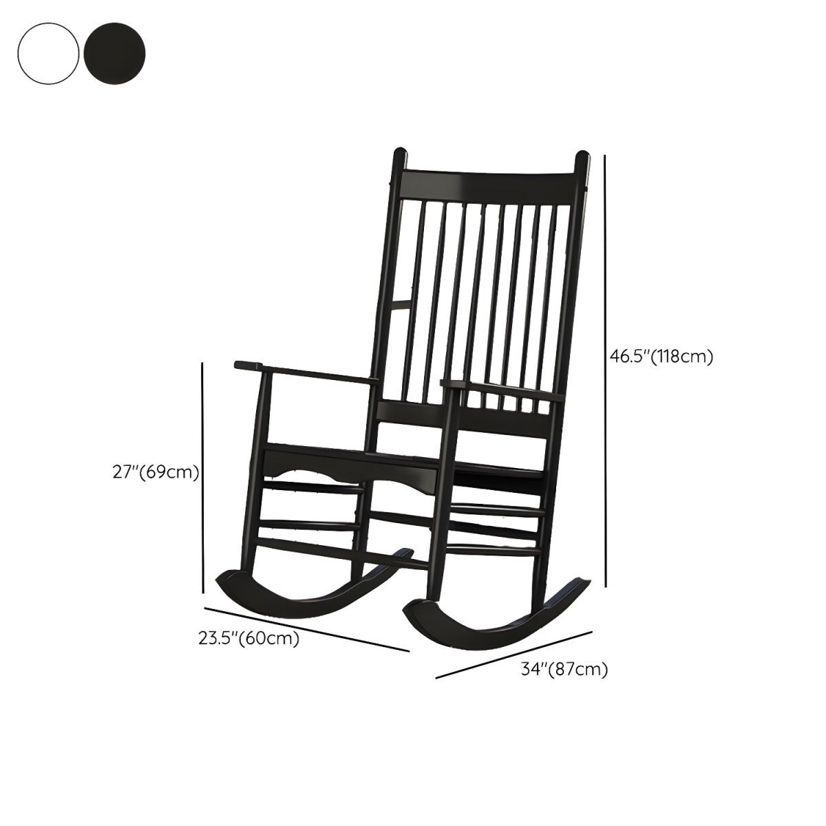 Traditional Indoor Wood Rocking Chair in Solid Color with Square Arms