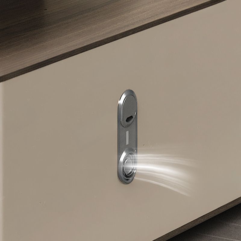 Scratch-proof Desk with 2 Drawers, Cabinet, Dual Footing Base, Exterior Shelf, Cable Management, Front Splash, and Cooling Hole
