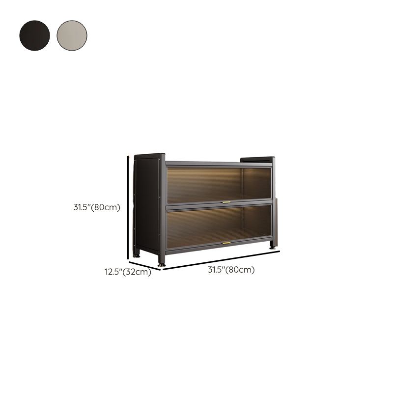 Self-supporting Microwave Shelf Cabinet with Hutch, 1 Shelf Larder, Steel Countertop, and 4 Doors/3 Doors/2 Doors
