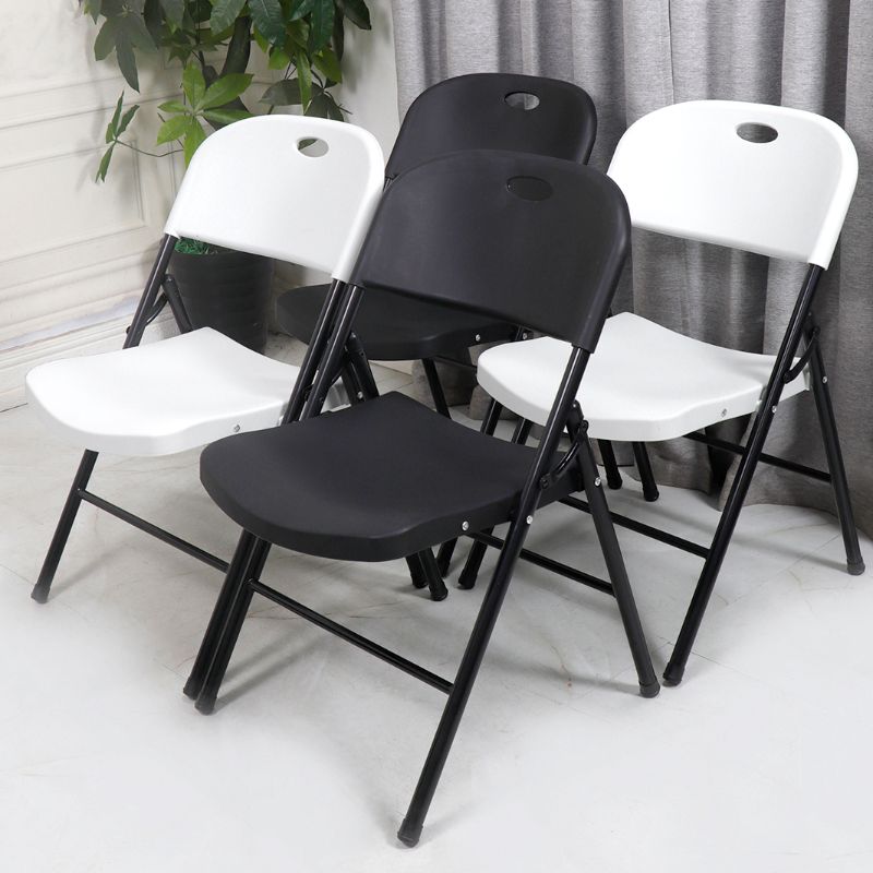 Solid Color Side Chair with Exposed Back, Foldable Metal Frame, 1 Chair Compatible with Tile Flooring