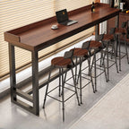 Simplistic Pub Table with Natural Wood Trestle Base in White/Auburn/Natural Finish, Rectangular with Foot Pedestal