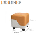 Modern Square Solid Color Cube Ottoman in Dove Grey/Light Blue/Tangerine with Natural Wood Frame
