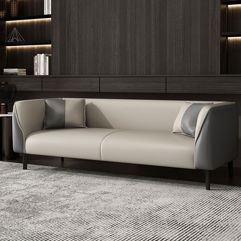 Contemporary Faux Leather Tuxedo Sofa with Water Resistant Design and Foam Seat Cushions