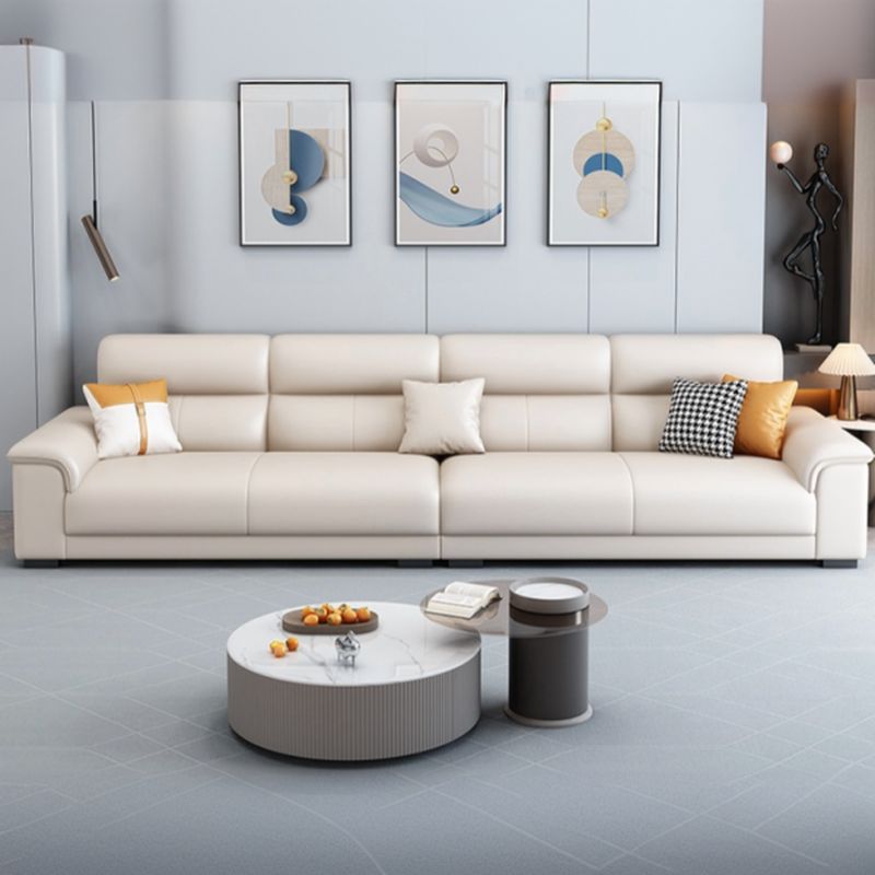 Contemporary Modern Solid Color Scratch-immune White Standard Sofa, 4-seater, 3, or 5, with 4, 3, or 5 Pillows