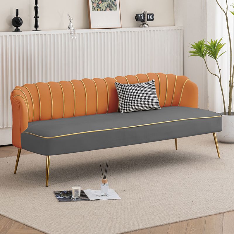 Modish Solid Color Stain Resistant Standard Sofa/Loveseat in Grey/Beige/Amber Color for 2/4-seater/3-seater with 1 Pillow