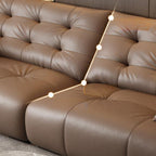 Modern Solid Color Scratch-defiant Leather Sofa Couch/Single Sofa in Auburn with 2/4-seater/3-seater Capacity and 2 Pillows
