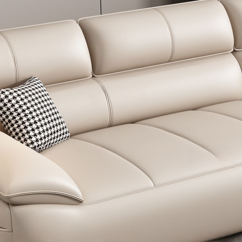 Contemporary Modern Solid Color Water Resistant Standard Sofa in Ink/Light Gray/Off-White, 4-Seater with 3 Pillows