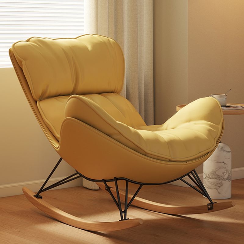 Simple Upholstered 2 Piece Set Porch Rocker with Scratch-tolerant Padded Ottoman
