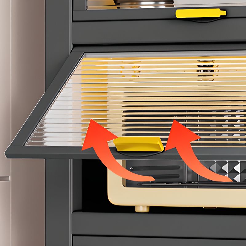 Storm Gray Microwave Shelf Cabinet with Metal Countertop, Self-supporting