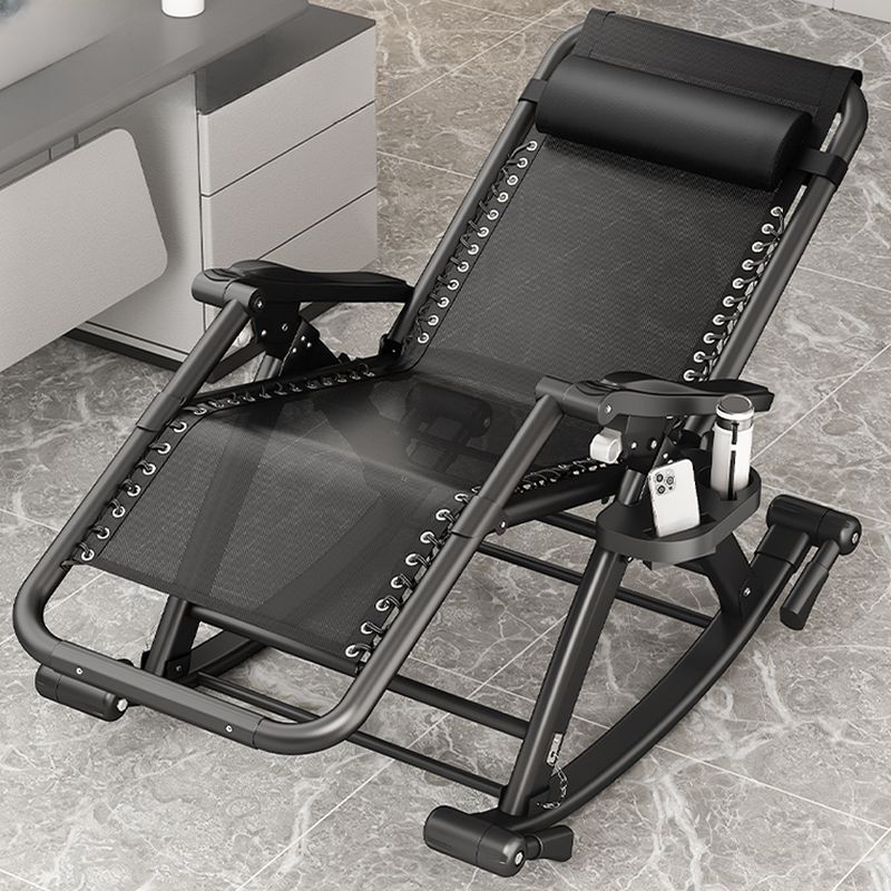 Contemporary Alloy Rocking Chair with Scratch-defiant Padded Seat and Track Arm