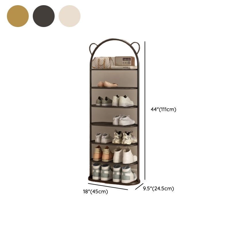 Art Deco Glam Steel Oval Shoe Rack with 8/7/6 Shelves for 11-20/1-10 Pairs in Drawing Room
