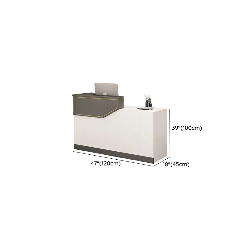 Rectangle Manufactured Wood Top Reception Desk with Locker, Hutch & Cable Management