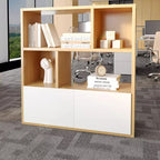 Natural Finish Casual Laminate Office Console Cabinet with Water-resistant Durability, Shelf Unit, 2 Doors, and 2-Wide Compartments