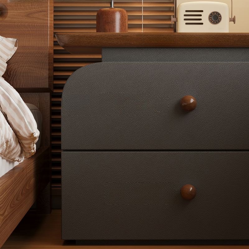 Modish Nightstand With Drawer Organization, 2 Drawers, and Natural Wood Countertop