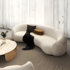 Contemporary Tight Back Settee Bench Curved Settee Couch in Grey/white