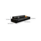 Extra Long Black Leather Sofa with Stain Resistant Feature and Two Pillows