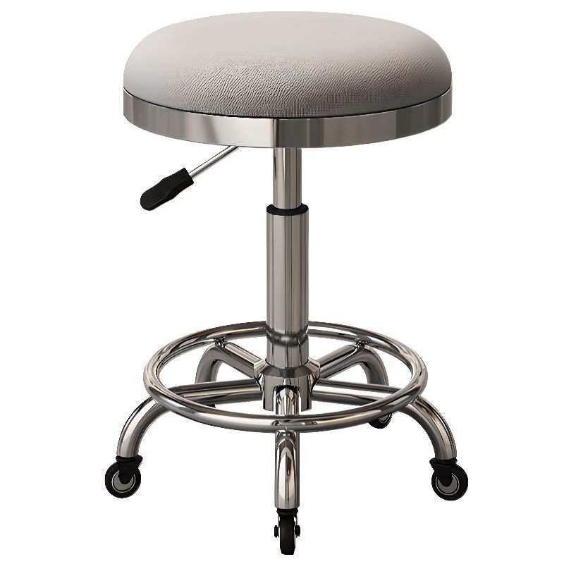 Steel Work Stool with Upholstered Seat & Rollers