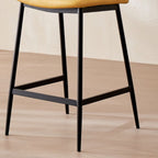 Casual Rawhide Bar Stools in Midnight Black/Lemon Color/Caramel with Back and Saddle Seat, Featuring Leg Rest