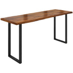 Modern 1/5 Pieces Bar Table Set Rectangle Pine Wood Counter Table with Stools for Balcony