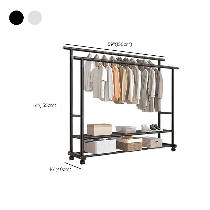 Modern Simple Style Hall Rack with Receptacle Storage, 1 Shelf/2 Shelves, Steel Frame, and Alloy Hook