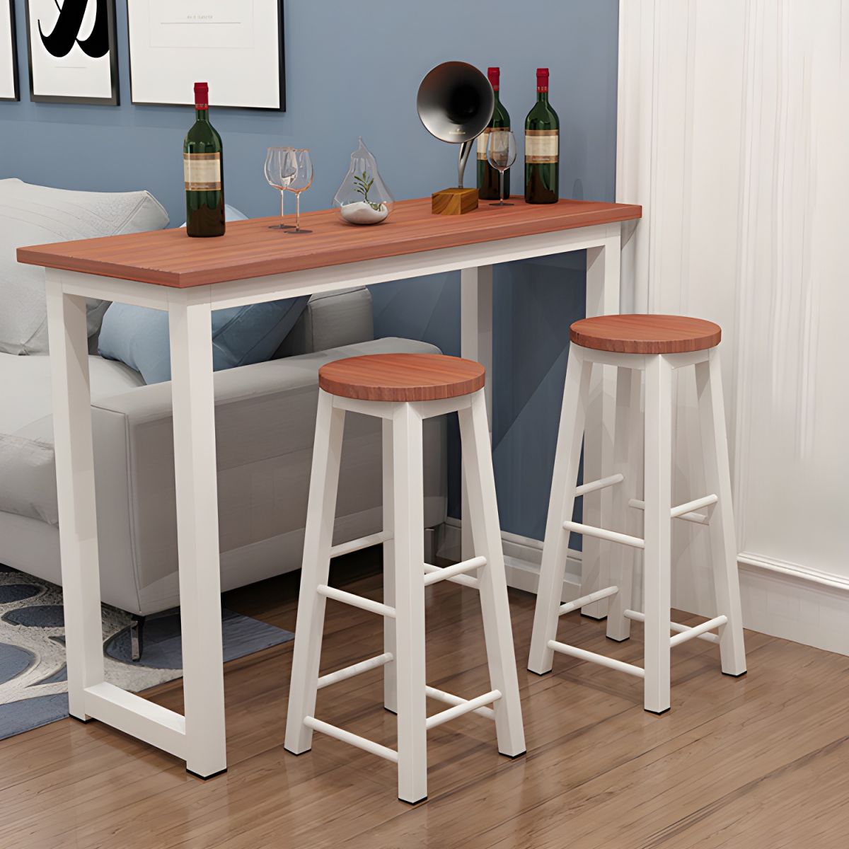 Modern Home Bar Set with No-Distressing and Non-Swivel Design