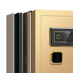Steel Security Safe with Battery, Lockable with Keys, Featuring Interior Light, Interior Lining, and Shelves