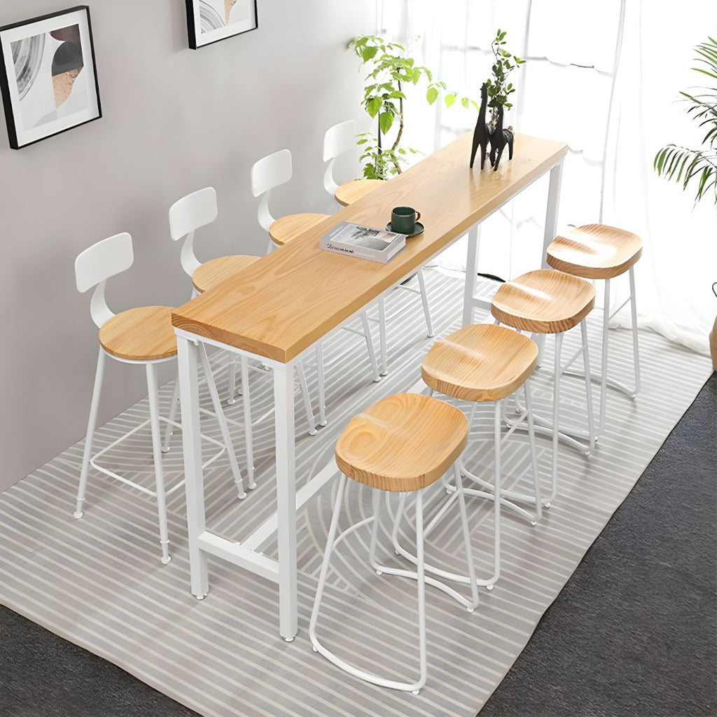 Modern Style Rectangle Wood Bar Table 1/5/9 Pieces Bar Table Set for Kitchen