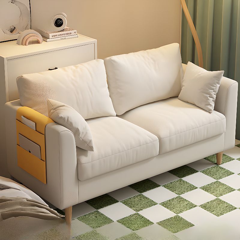 Loveseat in Flannel with Light Gray/Butter Color/Off-White Upholstery and Armrest