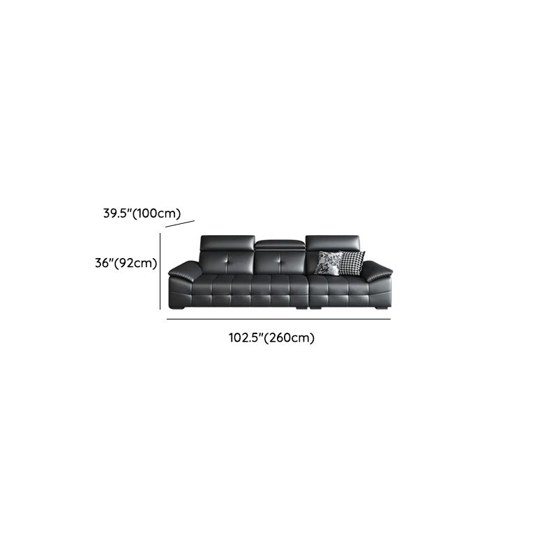 Modish Solid Color Water Resistant Standard Sofa/Loveseat in Black, 5 Person/for 6/4-Seater with 2 Pillows