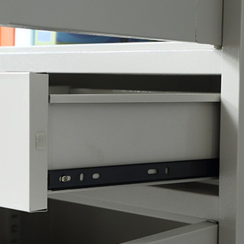 Ivory Trendy Alloy Supplies Cabinet with Locker, Adjustable Shelving, Locking Door, and 1-Wide Compartments