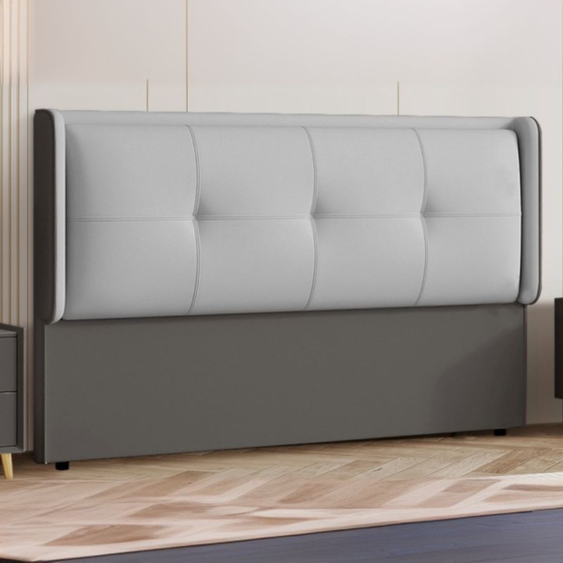 Trendy Wingback Headboard with No Distressing, Piled Tufted Rectangle for Queen/King Bed, Sponge Upholstery Fill, Standard Height