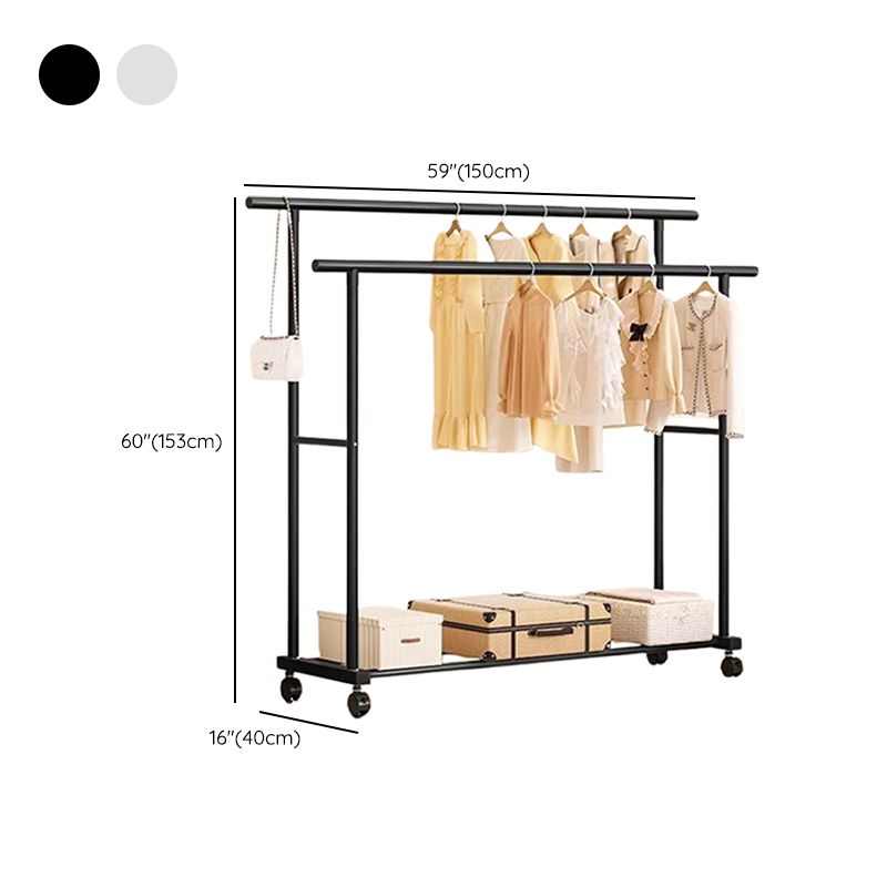 Modern Simple Style Hall Rack with Receptacle Storage, 1 Shelf/2 Shelves, Steel Frame, and Alloy Hook