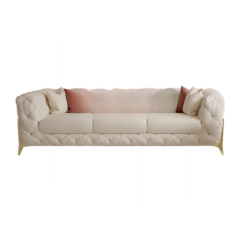 Drawing Room Standard Sofa in Midnight Black/Mocha/Coffee Pu Leather with Armrest and 4 Pillows