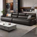 Contemporary Modern Solid Color Water Resistant Standard Sofa in Ink/Light Gray/Off-White, 4-Seater with 3 Pillows